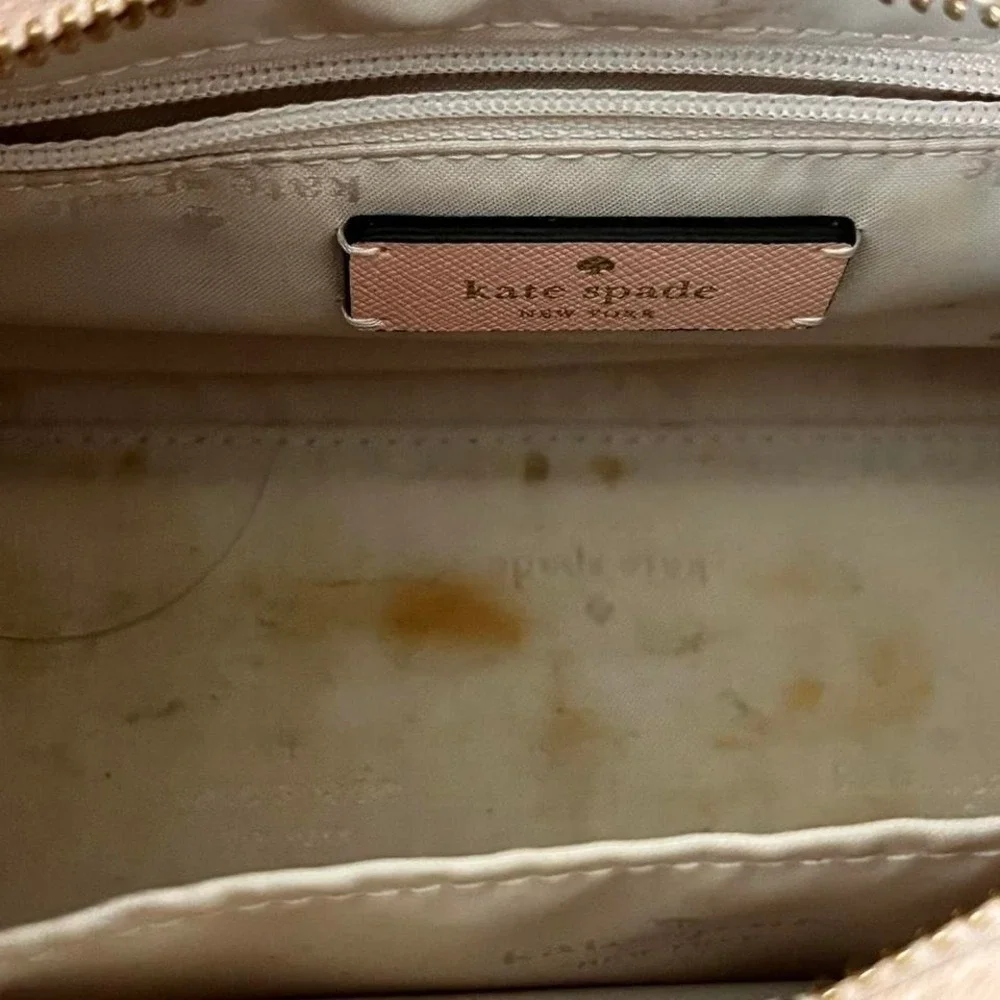 Kate Spade Blush Pink Saffiano Leather Satchel Crossbody Bag Gold Hardware Purse